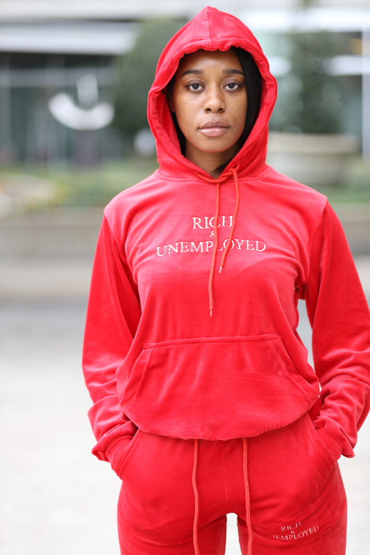 Red Velour Hoodie Only